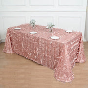 90"x156" Taffeta Rectangular Tablecloth with 3D Leaves Design