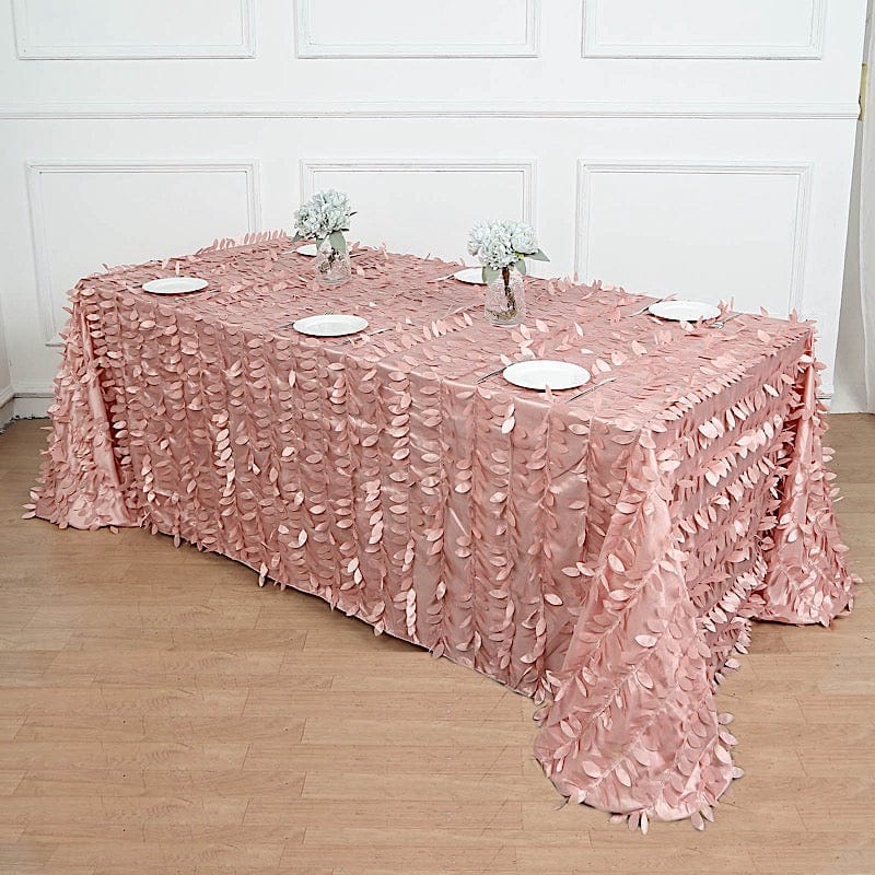 90"x156" Taffeta Rectangular Tablecloth with 3D Leaves Design