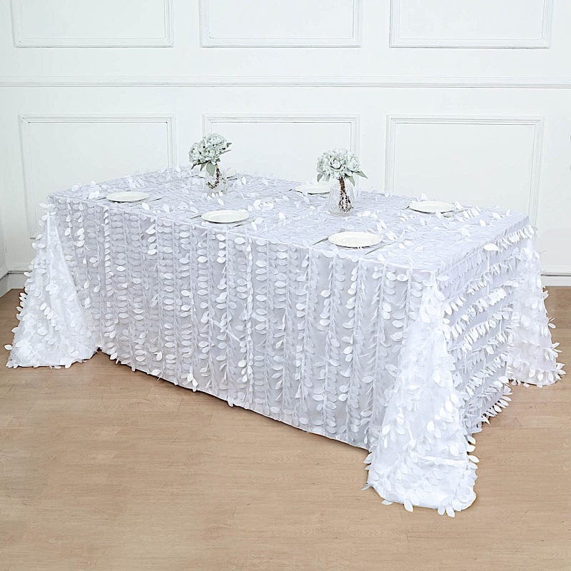 90"x156" Taffeta Rectangular Tablecloth with 3D Leaves Design