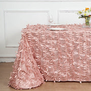 90"x156" Taffeta Rectangular Tablecloth with 3D Leaves Design
