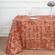 90"x156" Taffeta Rectangular Tablecloth with 3D Leaves Design