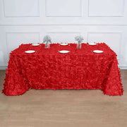 90"x156" Taffeta Rectangular Tablecloth with 3D Leaves Design