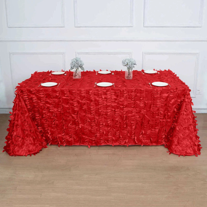 90"x156" Taffeta Rectangular Tablecloth with 3D Leaves Design