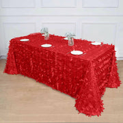 90"x156" Taffeta Rectangular Tablecloth with 3D Leaves Design