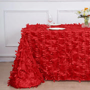 90"x156" Taffeta Rectangular Tablecloth with 3D Leaves Design