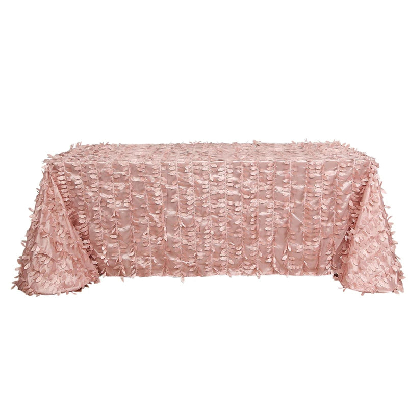 90"x156" Taffeta Rectangular Tablecloth with 3D Leaves Design TAB_LEAF_90156_080