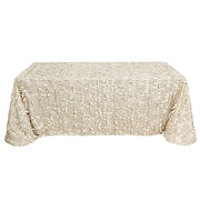 90"x156" Taffeta Rectangular Tablecloth with 3D Leaves Design TAB_LEAF_90156_081