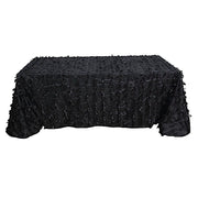 90"x156" Taffeta Rectangular Tablecloth with 3D Leaves Design TAB_LEAF_90156_BLK