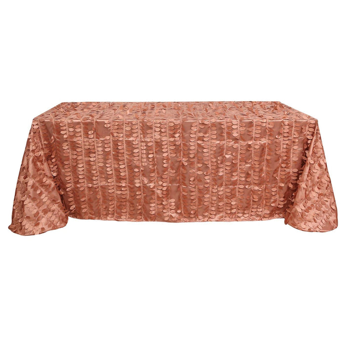 90"x156" Taffeta Rectangular Tablecloth with 3D Leaves Design TAB_LEAF_90156_TERC