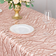 90"x156" Wave Mesh Rectangular Tablecloth with Embroidered Sequins