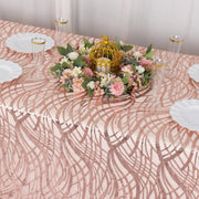 90"x156" Wave Mesh Rectangular Tablecloth with Embroidered Sequins