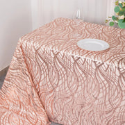 90"x156" Wave Mesh Rectangular Tablecloth with Embroidered Sequins
