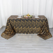90"x156" Wave Mesh Rectangular Tablecloth with Embroidered Sequins