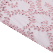 90x156" Sequin Leaf Embroidered Tulle Rectangular Tablecloth