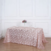 90x156" Sequin Leaf Embroidered Tulle Rectangular Tablecloth