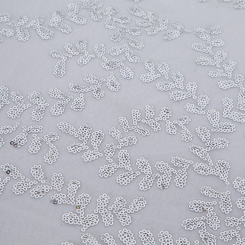 90x156" Sequin Leaf Embroidered Tulle Rectangular Tablecloth