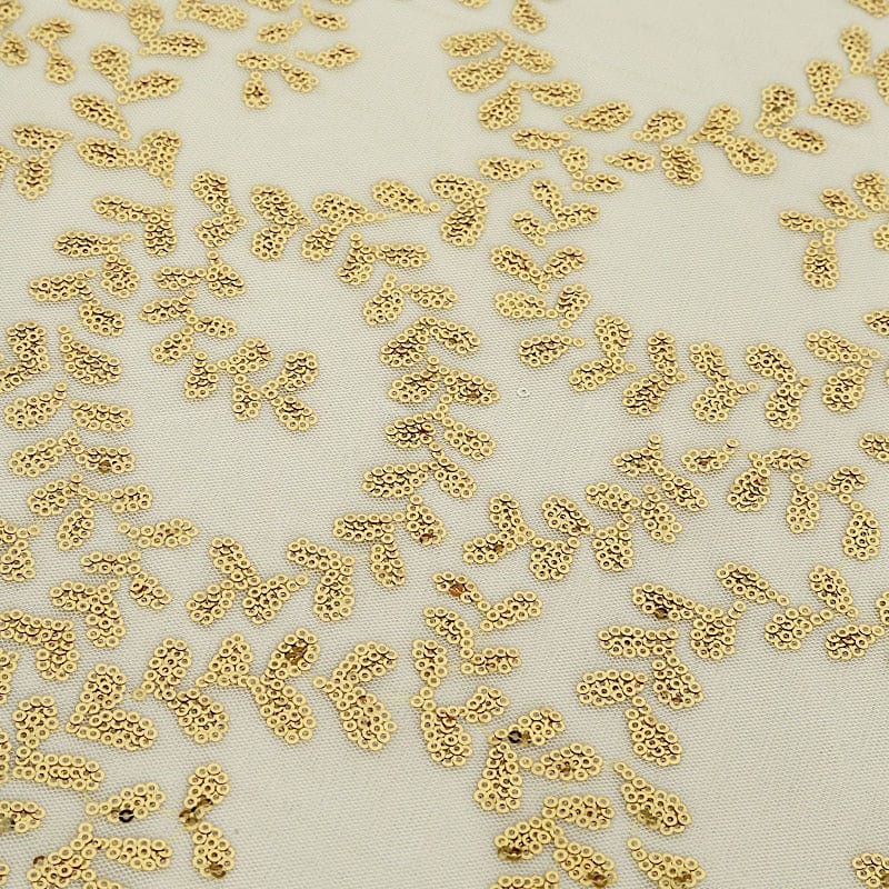 90x156" Sequin Leaf Embroidered Tulle Rectangular Tablecloth