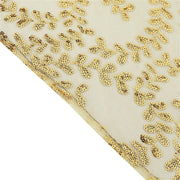90x156" Sequin Leaf Embroidered Tulle Rectangular Tablecloth