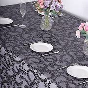 90x156" Sheer Tulle Rectangular Tablecloth with Embroidered Sequins