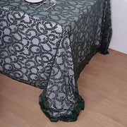 90x156" Sheer Tulle Rectangular Tablecloth with Embroidered Sequins