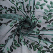 90x156" Sheer Tulle Rectangular Tablecloth with Embroidered Sequins