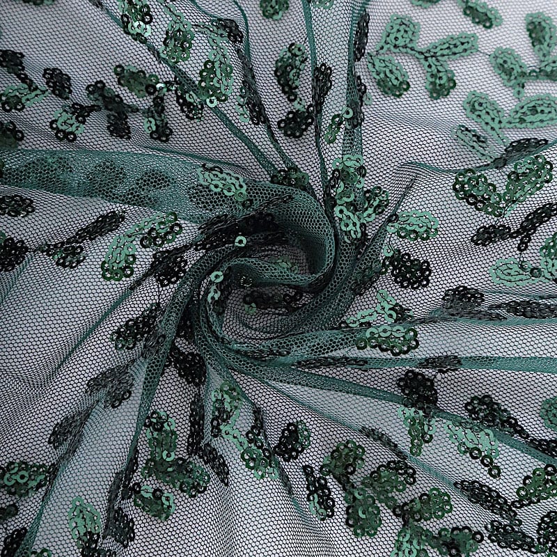 90x156" Sheer Tulle Rectangular Tablecloth with Embroidered Sequins