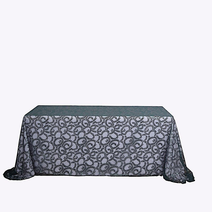 90x156" Sheer Tulle Rectangular Tablecloth with Embroidered Sequins TAB_02_FLOR_90156_HUNT