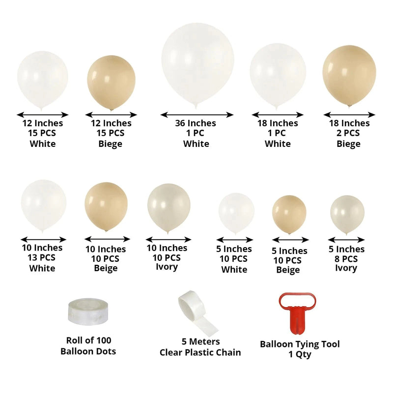 95 Biodegradable Balloon Garland -White Beige BLOON_BIO_KIT12_WH081