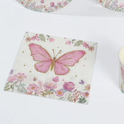 96 Butterfly Print Disposable Tableware Set - White and Pink DSP_PSET_R006_WHT