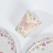 96 Butterfly Print Disposable Tableware Set - White and Pink DSP_PSET_R006_WHT