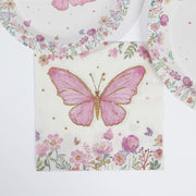 96 Butterfly Print Disposable Tableware Set - White and Pink DSP_PSET_R006_WHT