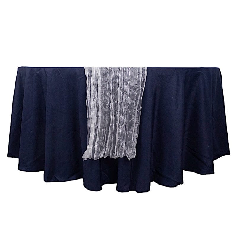 9ft Sheer Crinkled Organza Table Runner RUN_CHIF_WHT