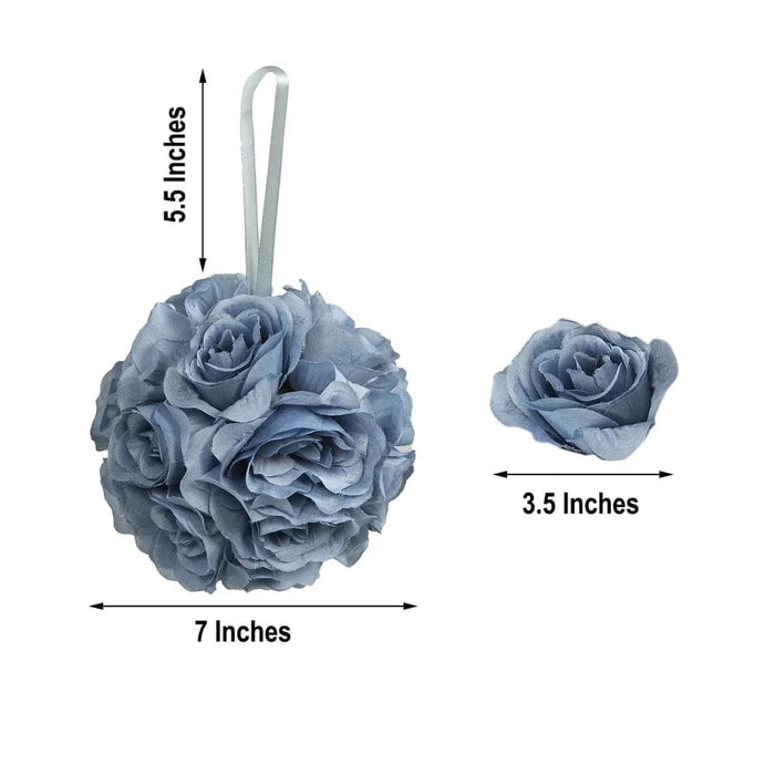 2 pcs 7" wide Silk Roses Kissing Balls