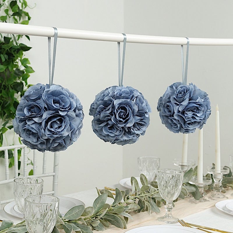 2 pcs 7" wide Silk Roses Kissing Balls