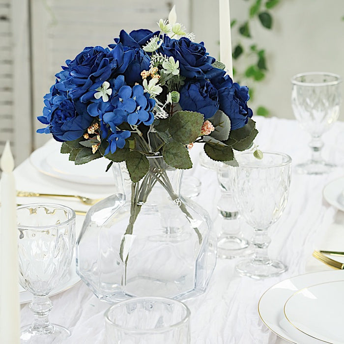 2 Bouquets 12" Silk Flowers Assorted Artificial Floral Bushes