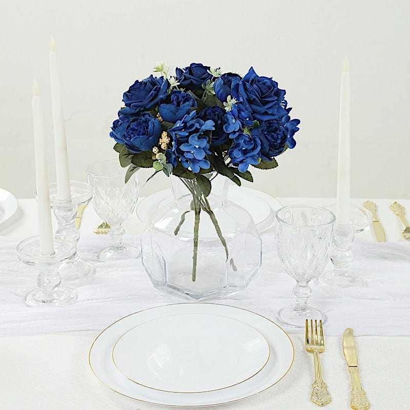 2 Bouquets 12" Silk Flowers Assorted Artificial Floral Bushes