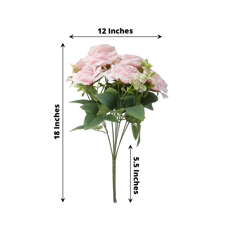 2 Bushes 18" tall Artificial Faux Silk Rose Flowers Bouquet