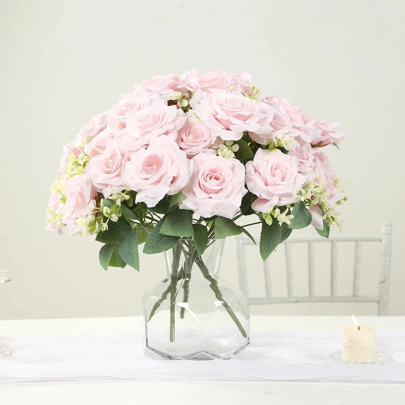 2 Bushes 18" tall Artificial Faux Silk Rose Flowers Bouquet