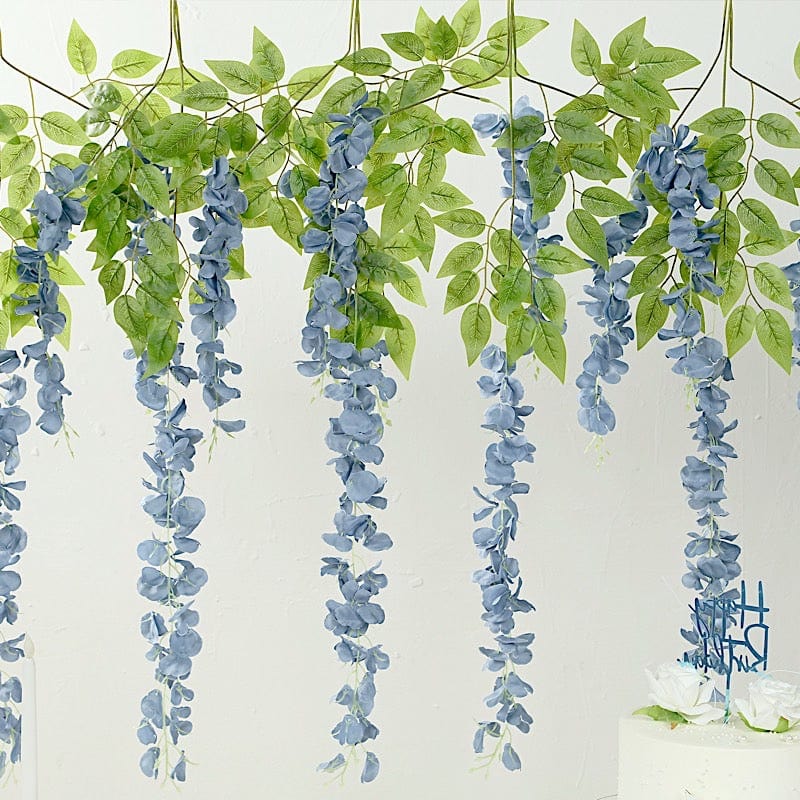 44" tall Silk Wisteria Flowers Hanging Vine Bush