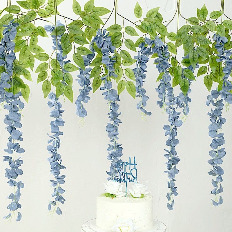 44" tall Silk Wisteria Flowers Hanging Vine Bush