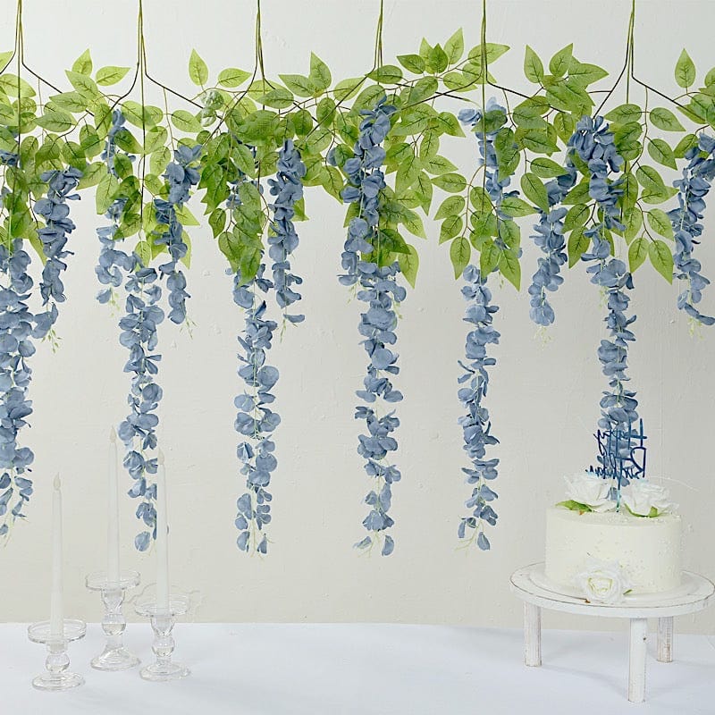 44" tall Silk Wisteria Flowers Hanging Vine Bush