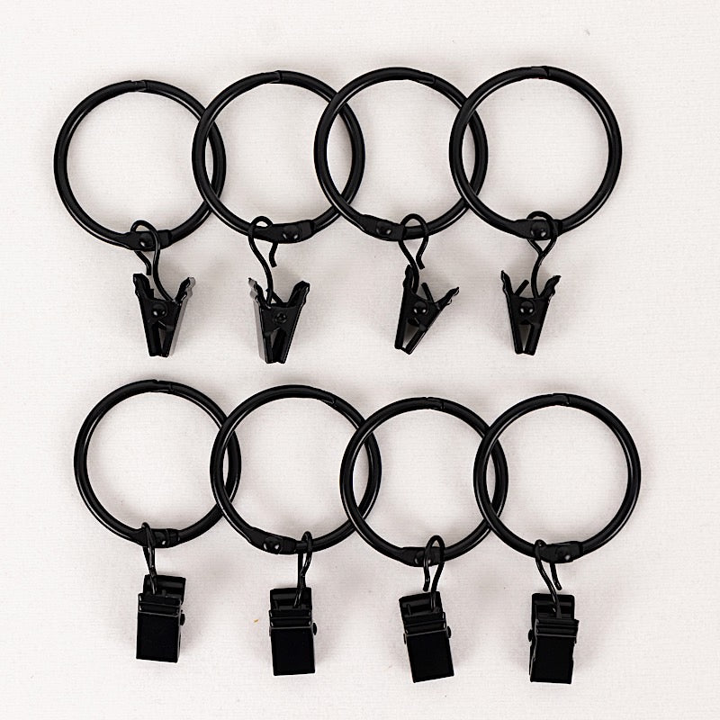 50 Metal Openable Drapery Curtain Rings with Clips