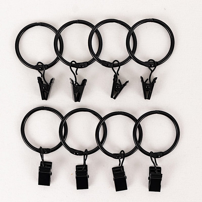 50 Metal Openable Drapery Curtain Rings with Clips