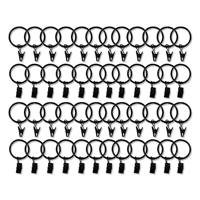 50 Metal Openable Drapery Curtain Rings with Clips