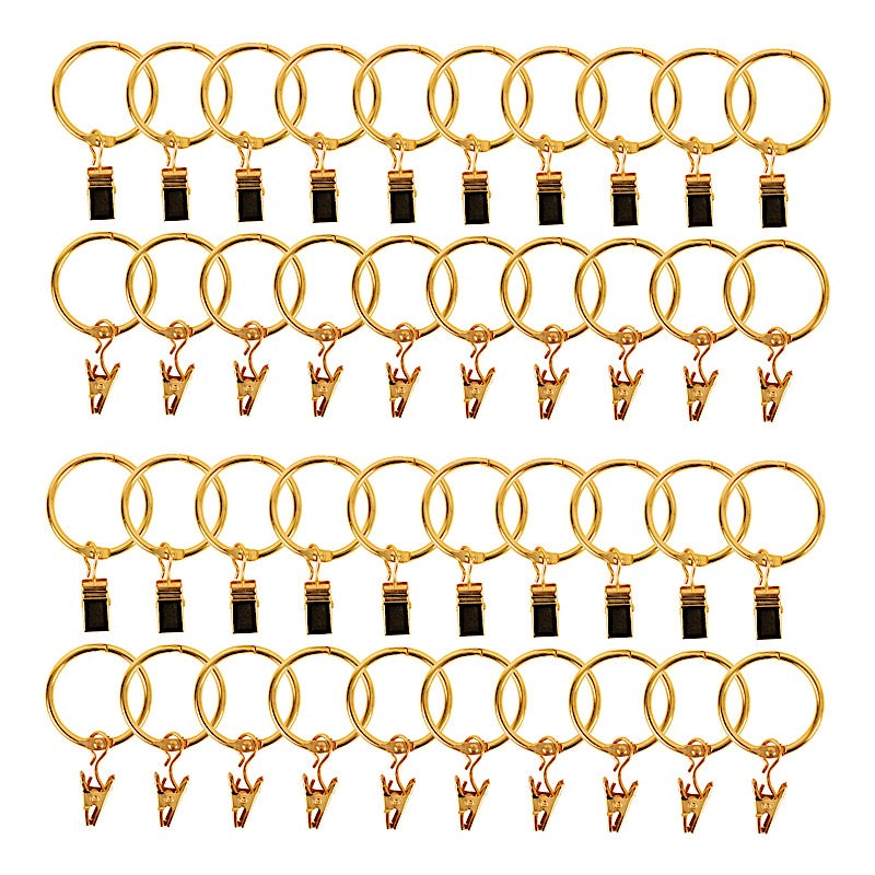 50 Metal Openable Drapery Curtain Rings with Clips