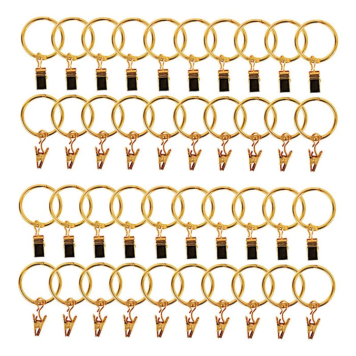 50 Metal Openable Drapery Curtain Rings with Clips