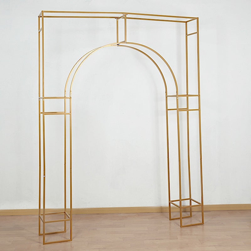 7 ft Metal Rectangular Wedding Arch in Arc de Triomphe Style - Gold