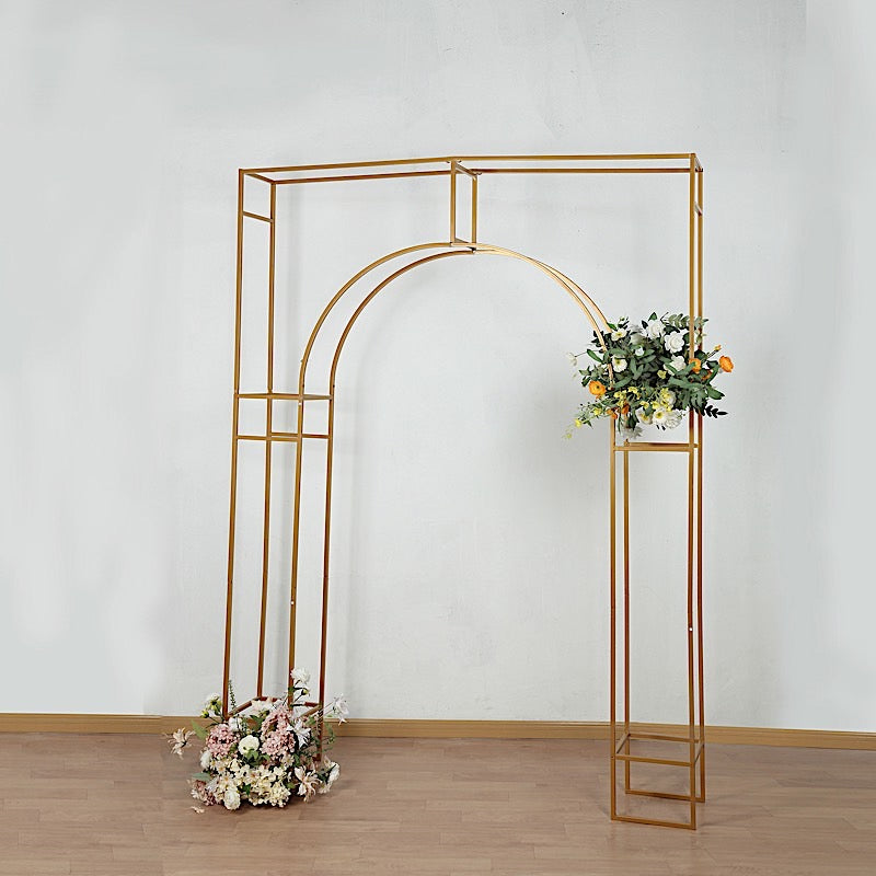 7 ft Metal Rectangular Wedding Arch in Arc de Triomphe Style - Gold