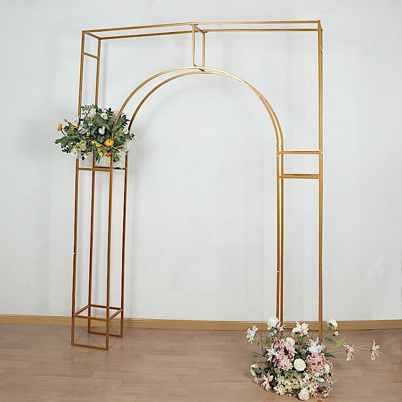 7 ft Metal Rectangular Wedding Arch in Arc de Triomphe Style - Gold