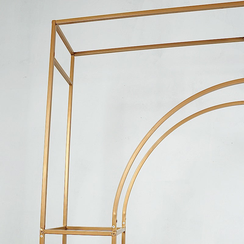 7 ft Metal Rectangular Wedding Arch in Arc de Triomphe Style - Gold